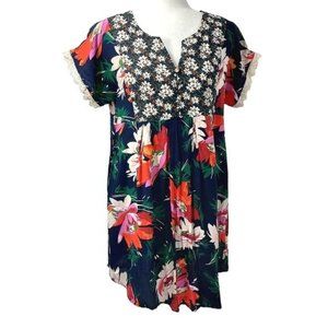 Umgee  Bright Floral Flowy Tunic Style Top A5583, Sz M